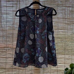 Daniel Rainn Floral Sleeveless Blouse - Blue, Purple and White